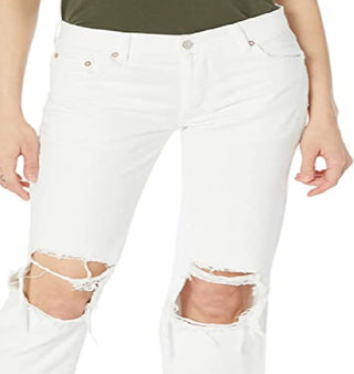 Free People Women'se Maggie Mid Rise Straight Leg White Size 26