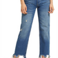 Free People Women's Maggie Ripped Ankle Straight Leg Jeans Blue Size 30