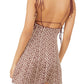 Free People Women's Kai Print Tie Strap Minidress Brown Size Small