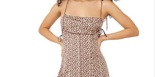 Free People Women's Kai Print Tie Strap Minidress Brown Size Small