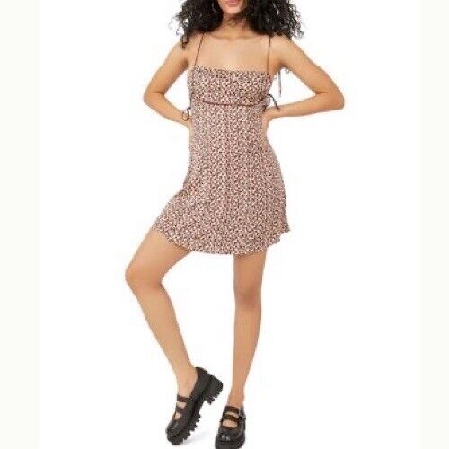 Free People Kai Print Minidress - Coffee Combo, Size Medium