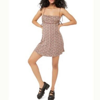 Free People Kai Print Minidress - Coffee Combo, Size Medium