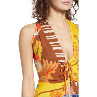 Free People Women's Hot Tropics Tank Yellow Size Large