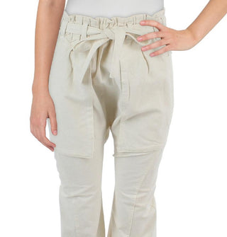 Free People Women's Sky Rider Straight Leg Paperbag Pants White Size Large
