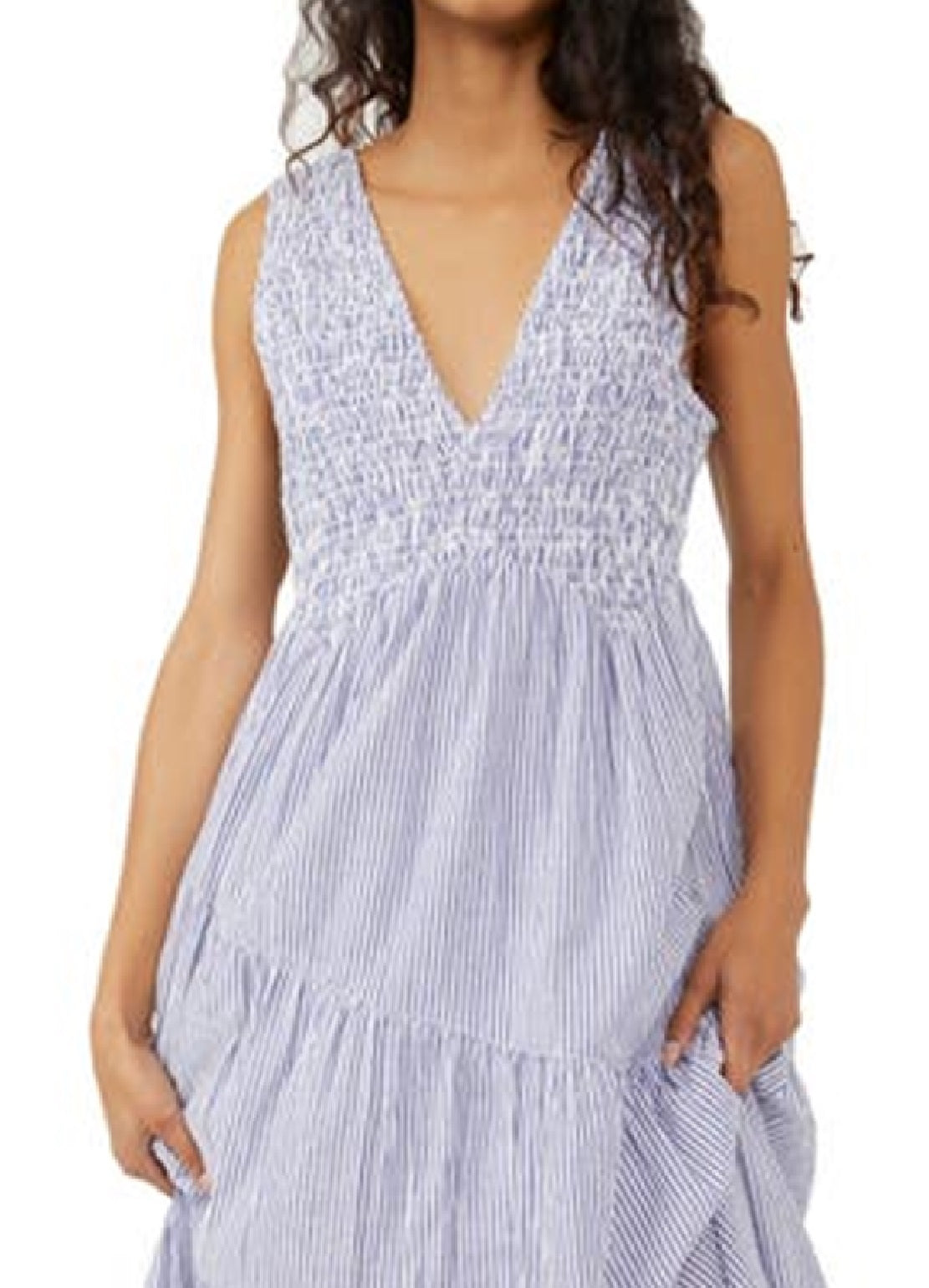 Free People Women's Sleeveless Smocked Tiered Maxi Dress White Size X-Small