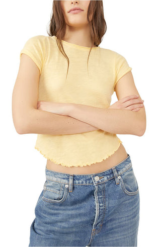 Free People Women's Be My Baby Cotton T-Shirt Yellow Size S