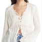 Free People Women's Greta Gauze Blouse White Size X-Small