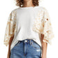 Free People Women's Angel Embroidered Flutter Sleeve Cotton T-Shirt White Size Small