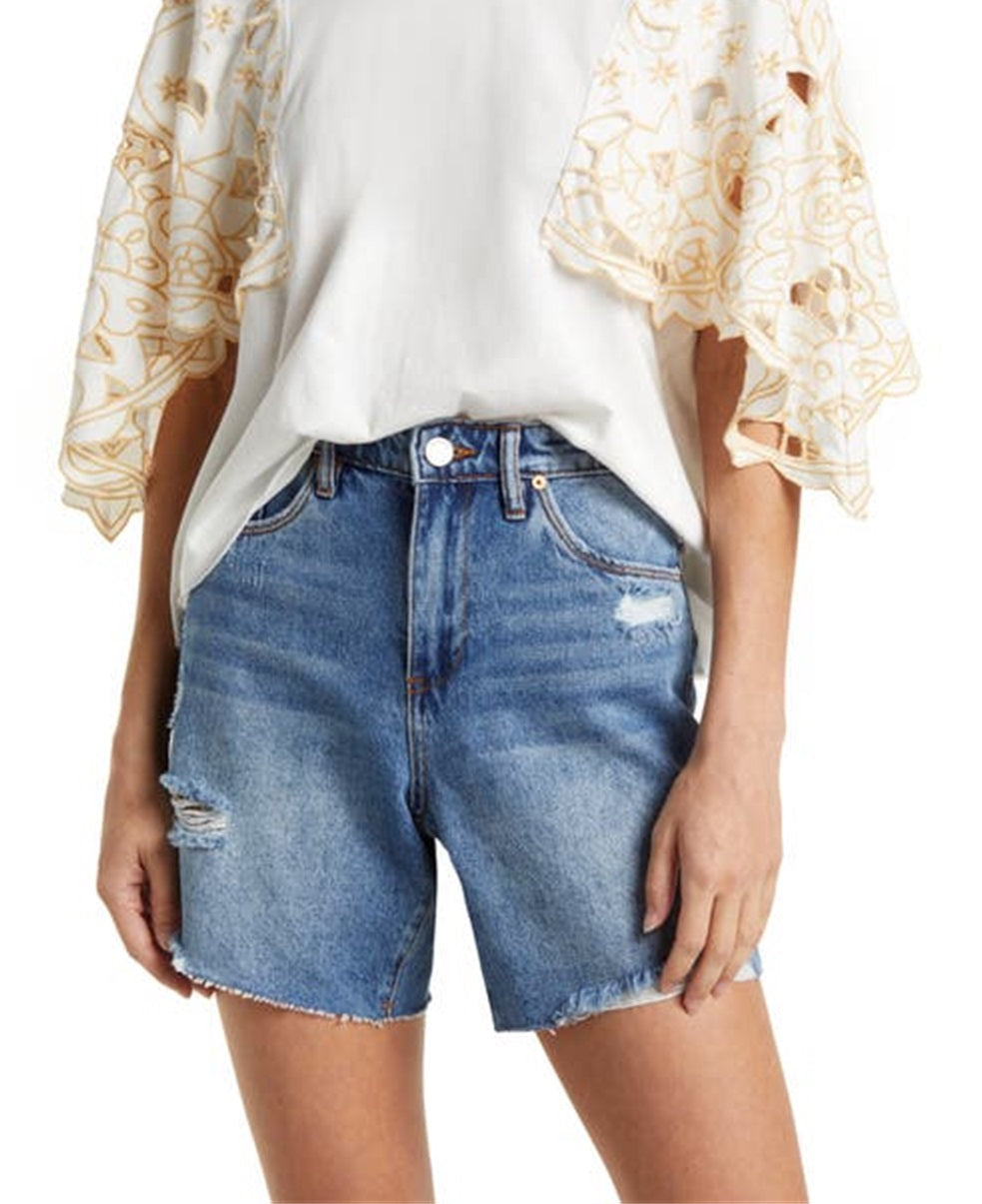 Free People Women's Angel Embroidered Flutter Sleeve Cotton T-Shirt White Size Small