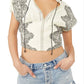 Free People Women's Temecula Embroidered Cotton Top White Size Medium