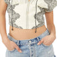 Free People Women's Temecula Embroidered Cotton Top White Size Medium