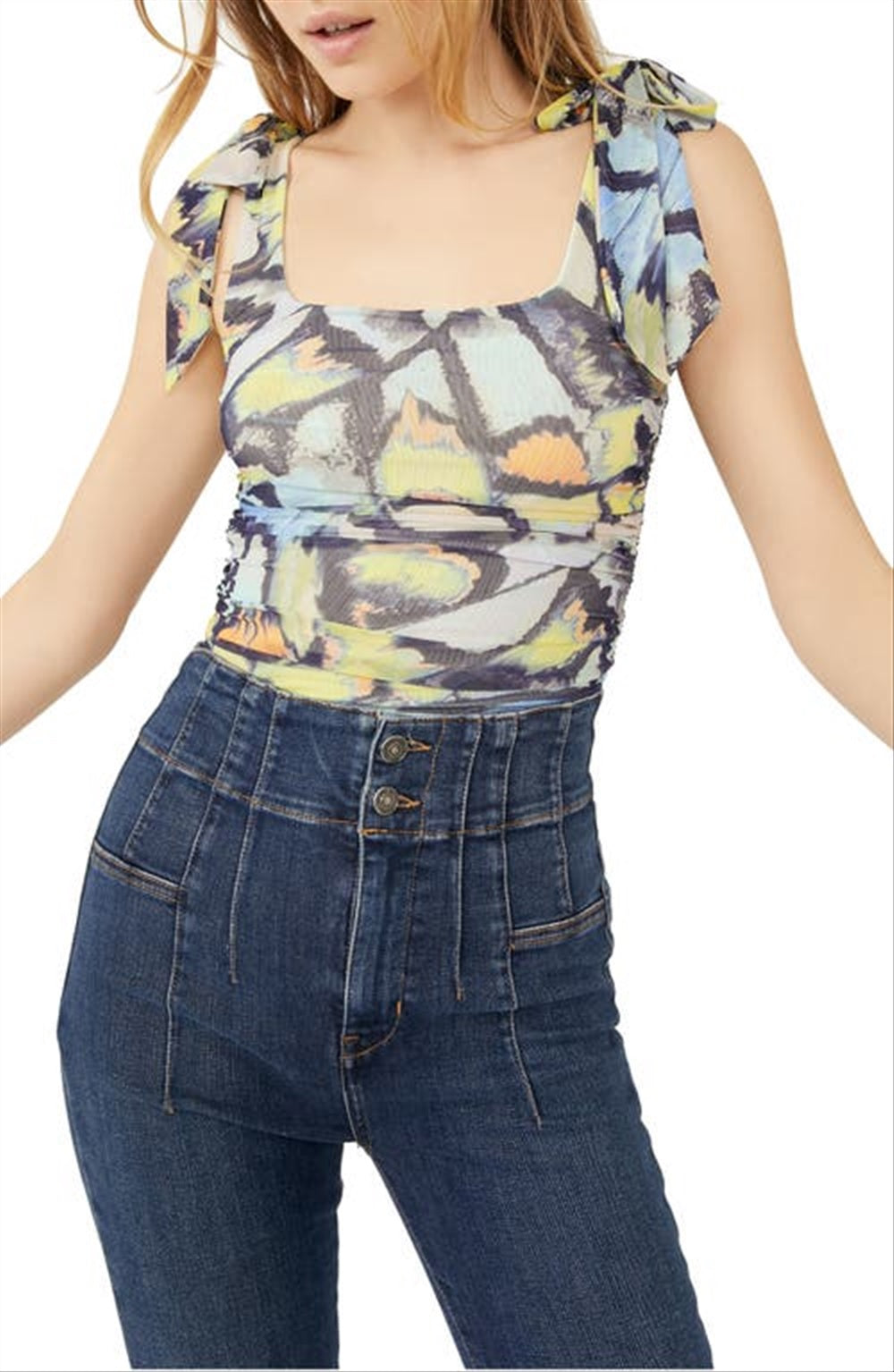 Free People Women's Avenue Print Tank Top Green Size Small
