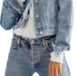 Free People Women's Rumors Crop Denim Trucker Jacket Blue Size X-Small