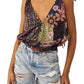 Free People Tied to You Print Surplice Tank in Lemonade Combo Size Small