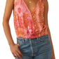 Free People Tied to You Print Surplice Tank in Lemonade Combo Size Small