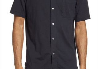 Good Man Brand Black Cotton Knit Button-Up Large Size Shirt