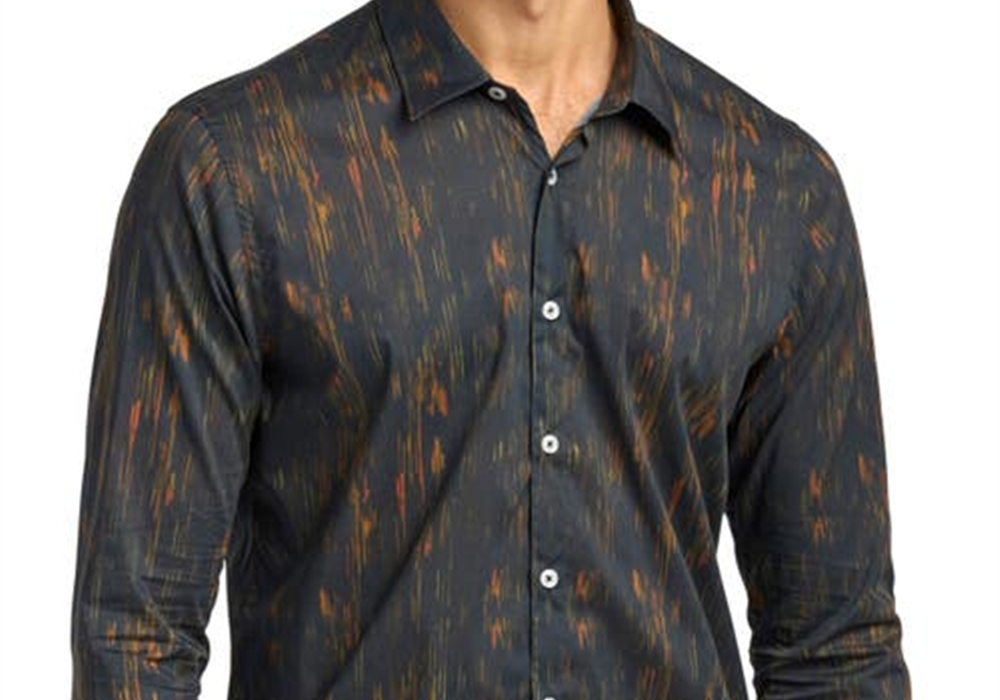 Good Man Brand On-Point Stretch Button-Up Shirt In Sky Captain Textured Lines Size X-Large