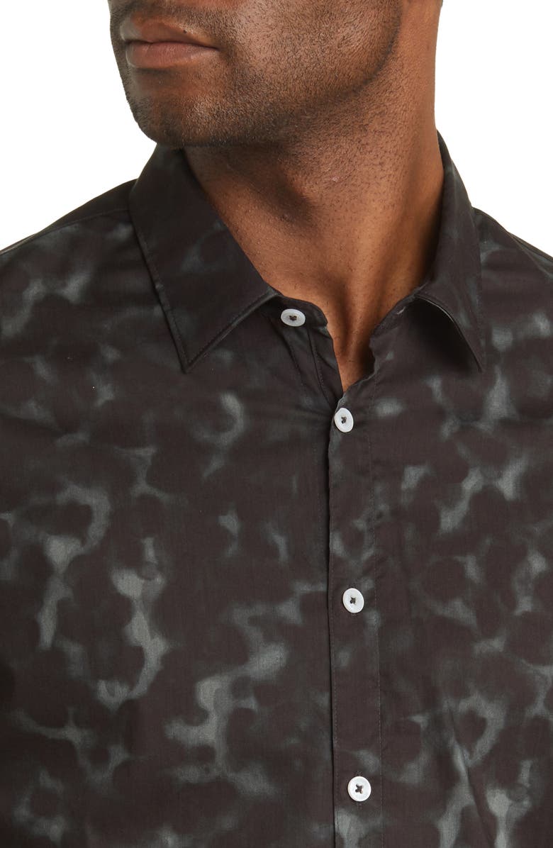 Good Man Brand Men's On-Point Stretch Button-Up Shirt In Black Tuscan Floral Size X-Large