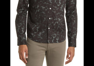 Good Man Brand Men's On-Point Stretch Button-Up Shirt In Black Tuscan Floral Size X-Large