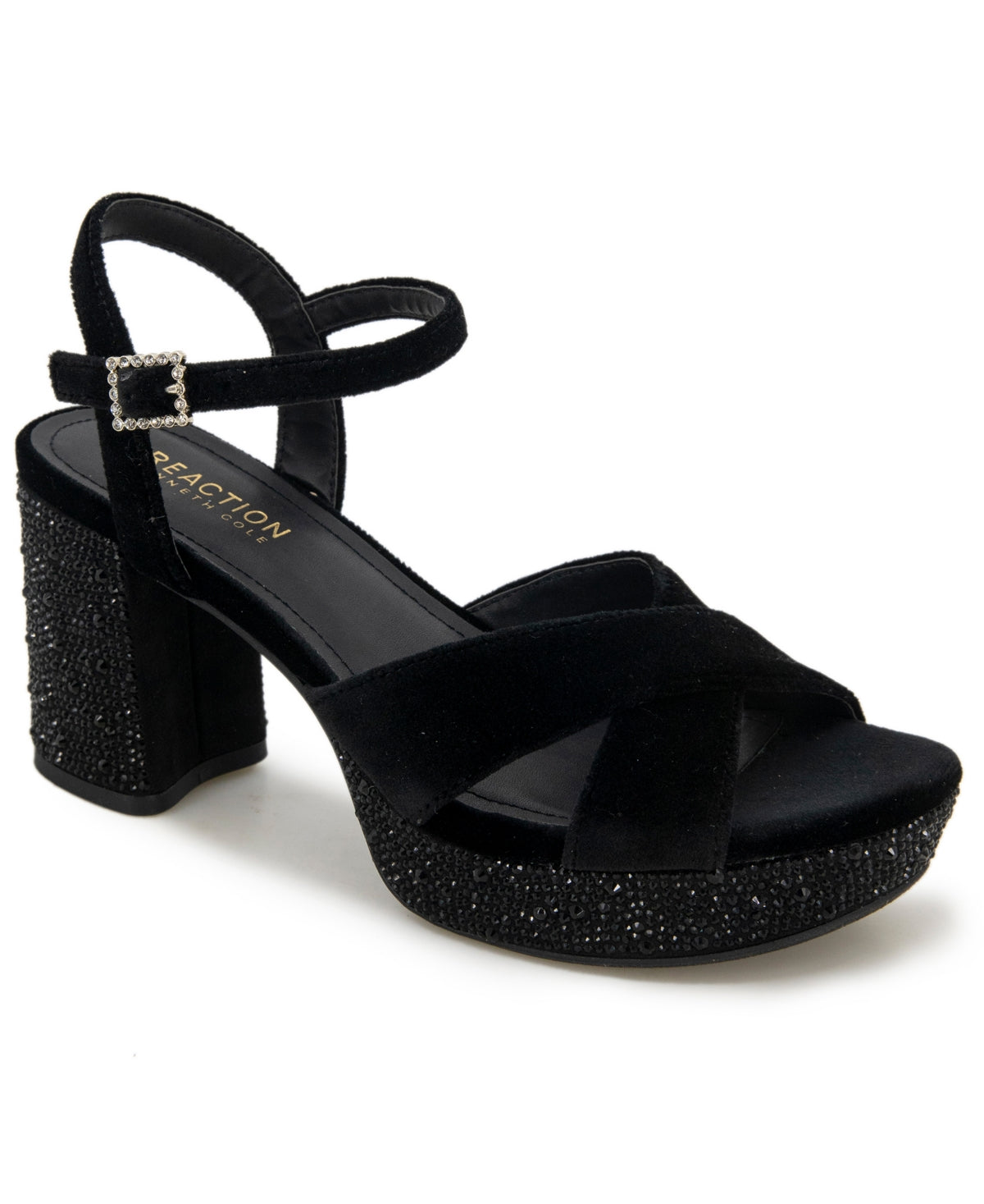 Kenneth Cole Reaction Women's Reeva Criss Cross Platform Dress Sandals Black Size 9.5