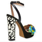 Betsey Johnson Women's Milana Floral Dress Sandals Black Size 8 M