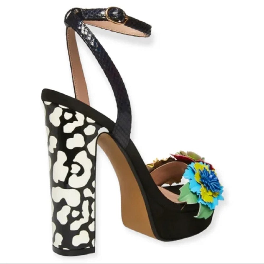 Betsey Johnson Women's Milana Floral Dress Sandals Black Size 8 M