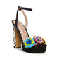 Betsey Johnson Women's Milana Floral Dress Sandals Black Size 8 M