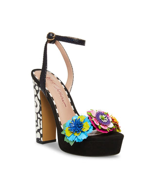 Betsey Johnson Women's Milana Floral Dress Sandals Black Size 8.5 M