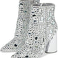 Steve Madden Women's Vayle Rhinestone Embellished Spool Heel Pointed Toe Ankle Booties Silver Size 7 M
