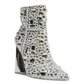 Steve Madden Women's Vayle Rhinestone Embellished Spool Heel Pointed Toe Ankle Booties Silver Size 7 M
