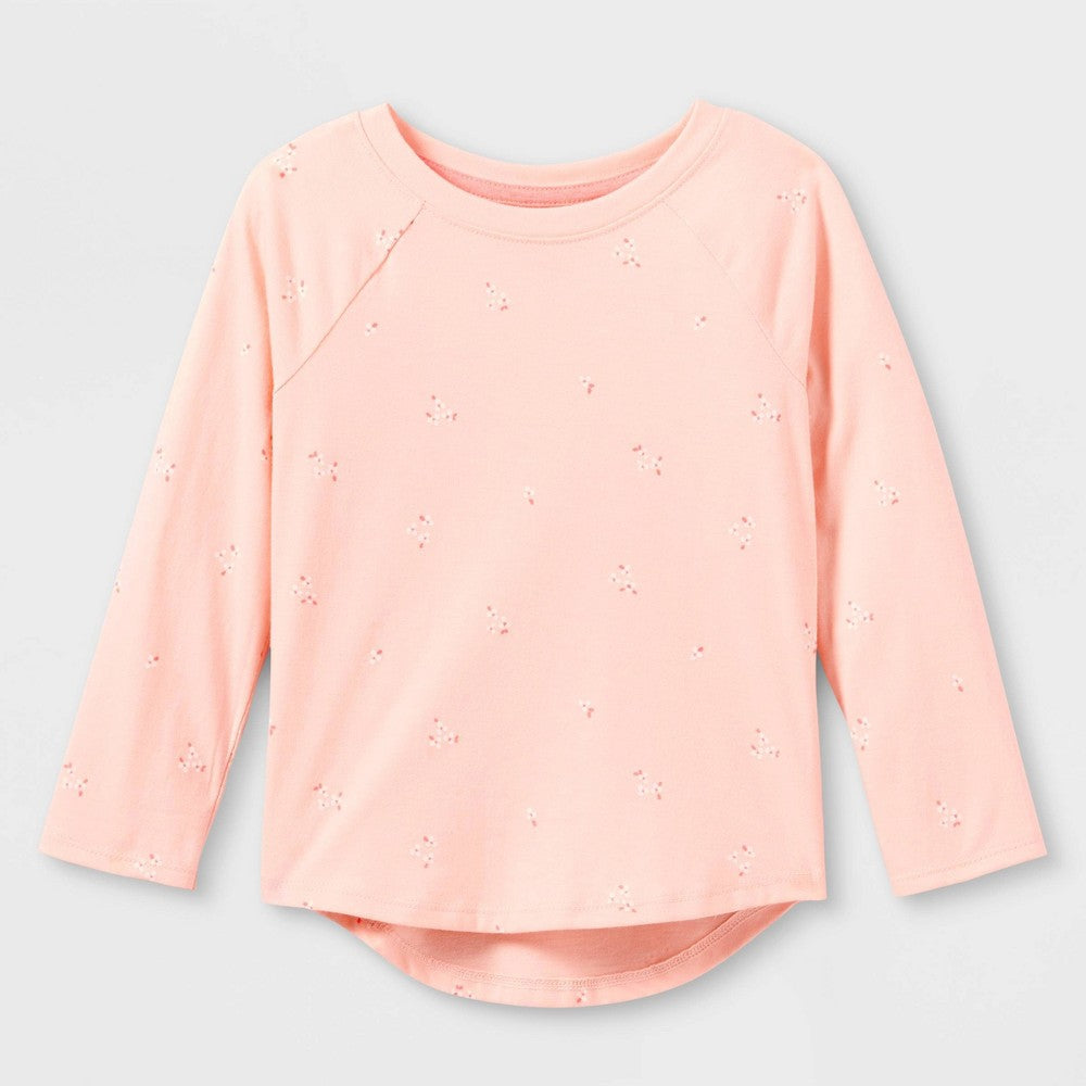 Cat & Jack Toddler Girls' Floral Long Sleeve T-Shirt Pink 5T