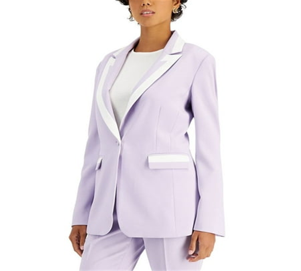 Tahari ASL Women's Purple Contrast Trim Blazer Size 2