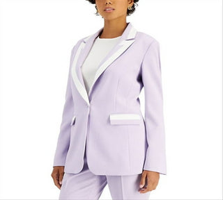 Tahari ASL Women's Purple Contrast Trim Blazer Size 2