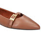 Bella Vita Women's Evanna Pointed Toe Flat Brown Size 7.5W