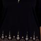 Alfred Dunner Women's Floral Yoke Applique Top Black Size Petite Medium