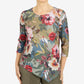 Alfred Dunner Women's Asymmetrical 3/4 Sleeve Floral Print Top Green Size Large