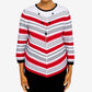 Alfred Dunner Women's Checking In Textured Chevron Asymmetrical Sweater Red Size Large