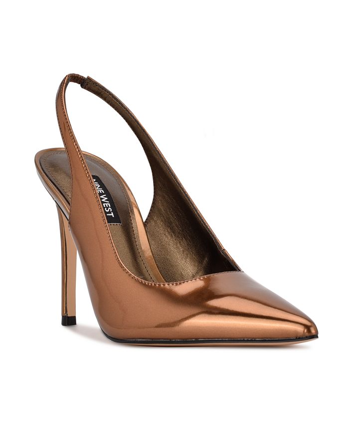 Nine West Women's Feather Slingback Pump Bronze Size 7.5 M