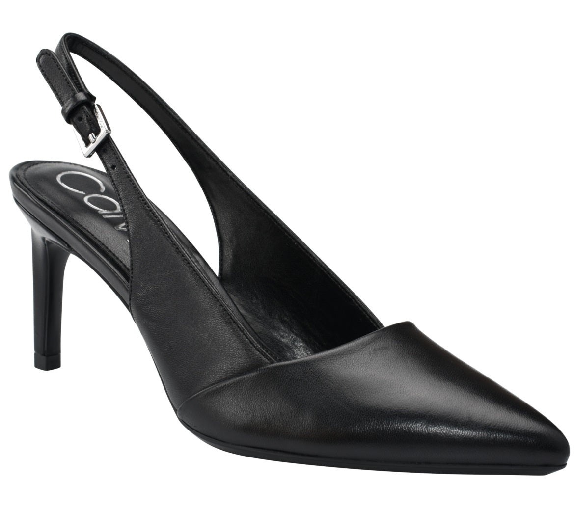 Calvin Klein Women's Silvia Slingback Pointed Toe Pump Black Size 9.5M