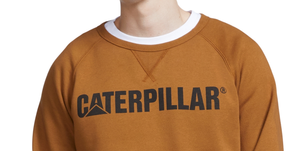 Caterpillar Men's Foundation Logo Print Sweatshirt Brown Size XXL