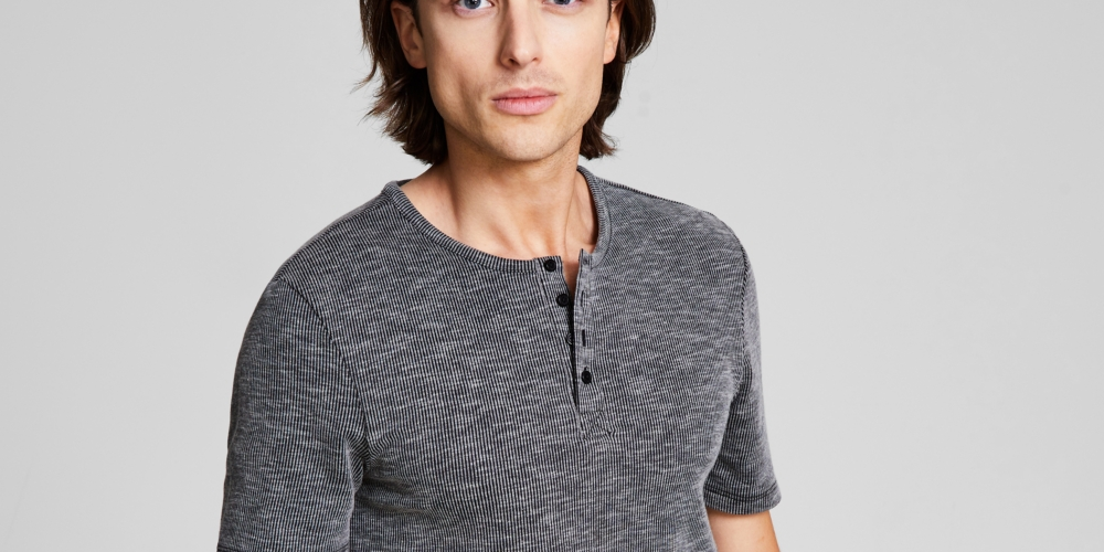 And Now This Men's Soft Knit Henley Gray Size Small