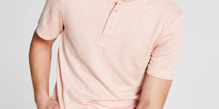 And Now This Men's Soft Knit Henley Pink Size Large