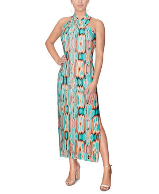 Rachel Roy Women's Crisscross Halter Maxi Dress Green Size Large