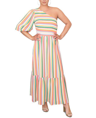 Rachel Roy Women's Tove One Shoulder Maxi Dress Beige Size 14