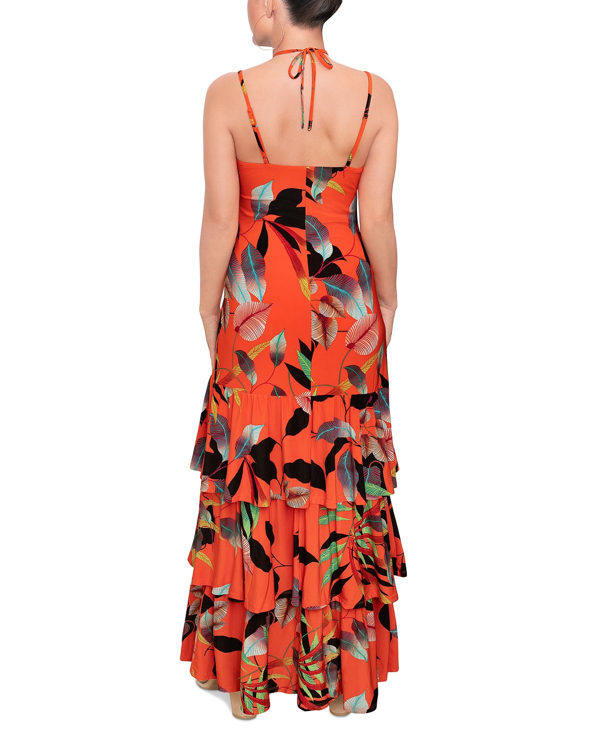 Rachel Roy Women's Amaya Tiered Keyhole Dress Orange Size X-Small