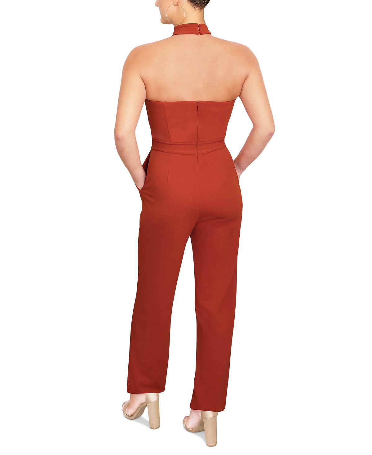 Rachel Roy Women's Roxie Halter Jumpsuit Orange Size XL