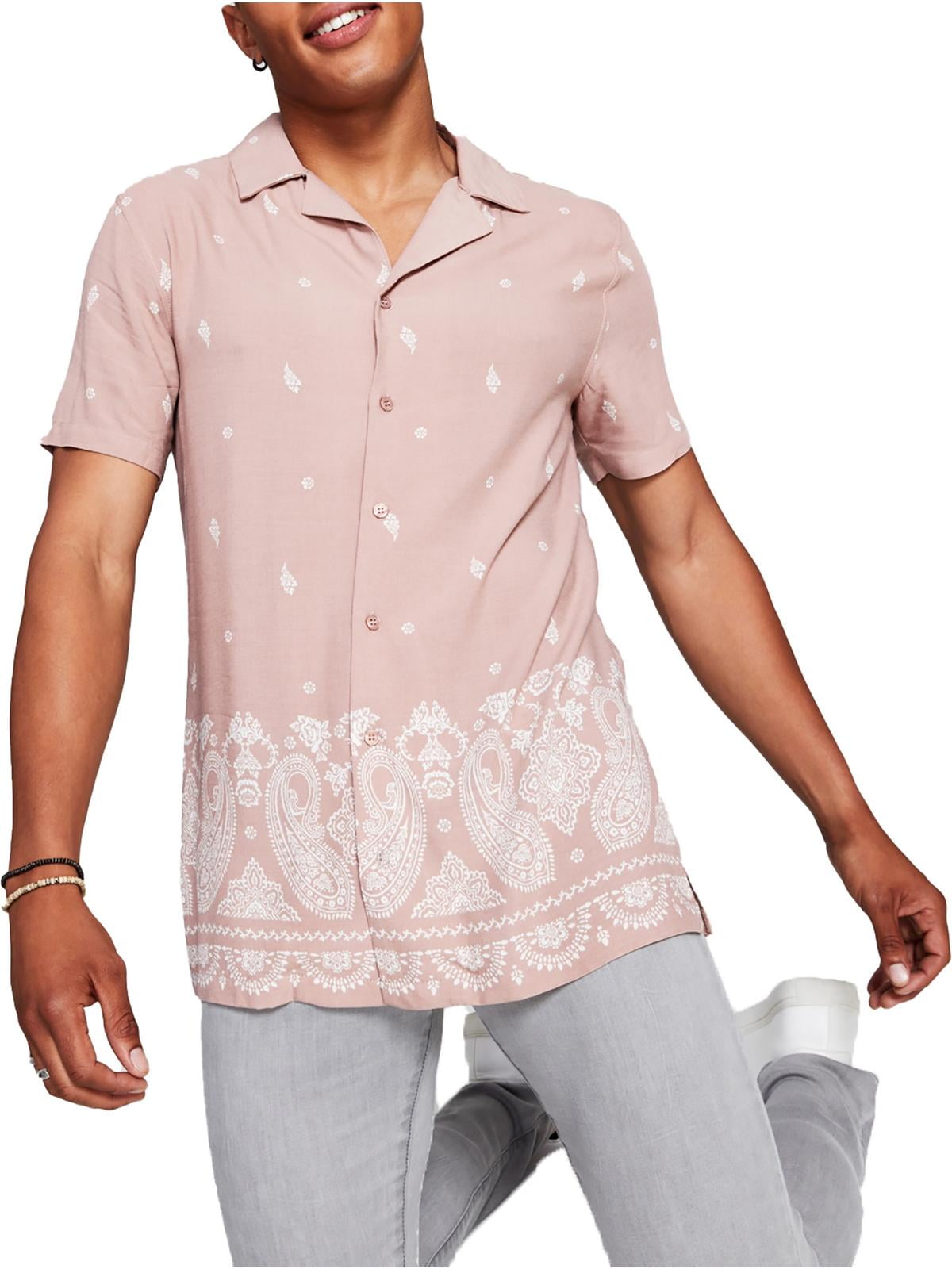 And Now This Men's Woven Paisley Button Down Shirt Brown Size Small