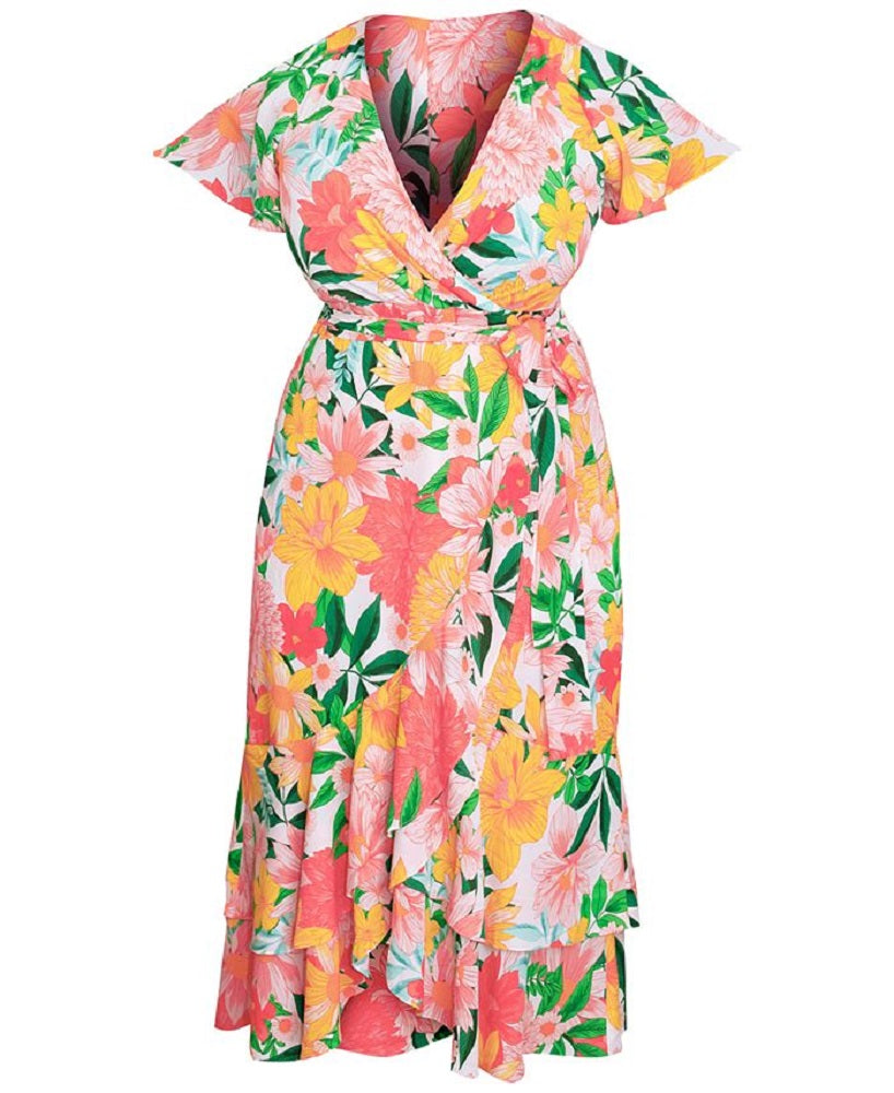 Rachel Roy Women's Talula Floral Print Dress Yellow Size 18W