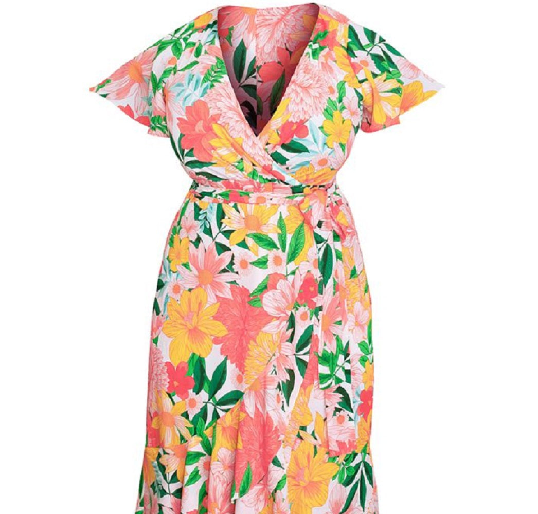 Rachel Roy Women's Talula Floral Print Dress Yellow Size 18W