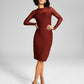 And Now This Women's Mesh Slip Lined Long Sleeve Midi Dress Brown Size M